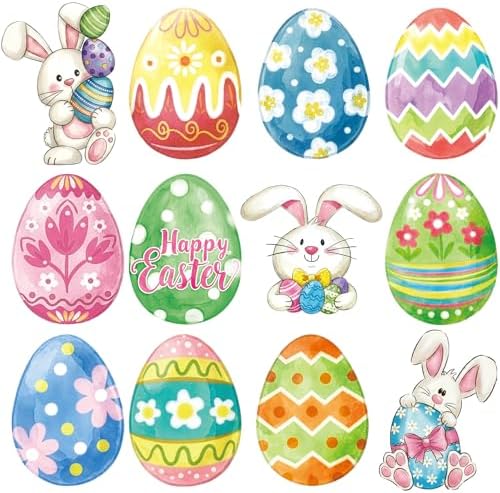 Large 9"x12" Spring Easter Egg Bunny Cutouts Decorations Cardboard Cutout Set