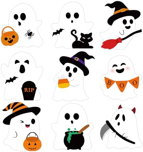 Large Ghost Cutouts Halloween Decorations Cardboard Cutout Set of 9