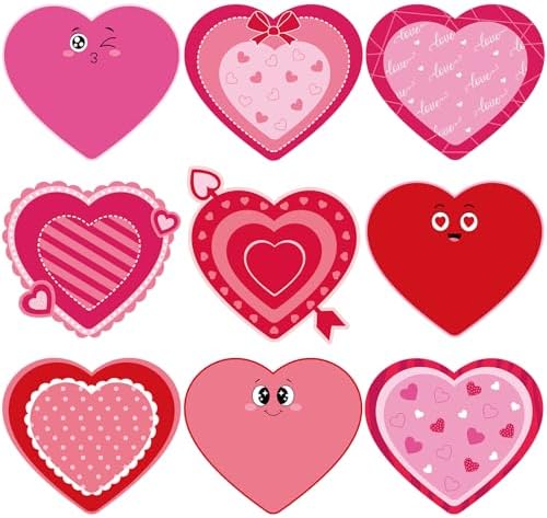 Large Valentines Heart Cutouts Decorations Cardboard Cutout Set of 9 (Heart 10 X11)