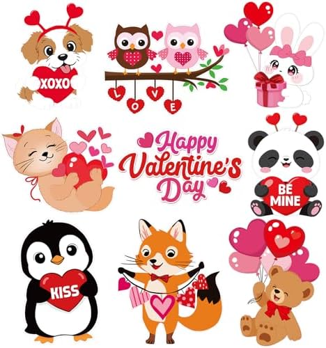 Large Valentines Heart Cutouts Decorations Cardboard Cutout Set of 9