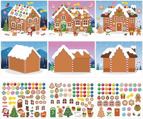 Make a Gingerbread House Stickers 30Pcs Make Your Own Gingerbread House DIY Stickers Christmas Crafts for Kids Christmas Activities Games Party Favors