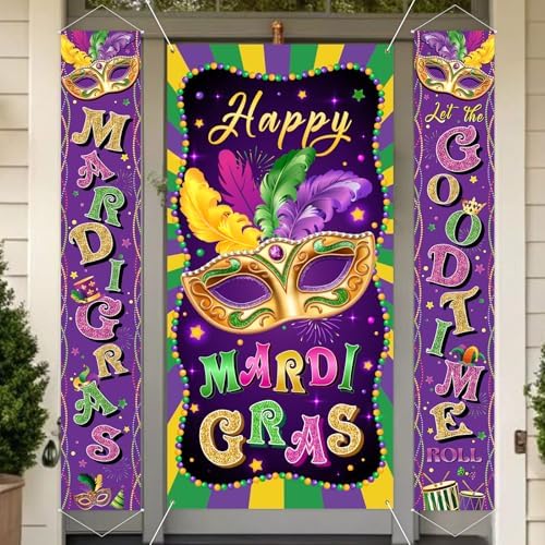 Mardi Gras Decorations Banner a Set of 3