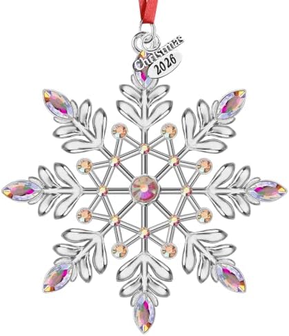 Metal Christmas Snowflake Ornaments 2026 Decorations for Christmas Tree