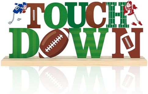 Metal Football Touch Down Sign Decorations for Home Party Shelf Mantel