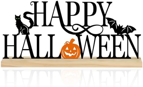 Metal Happy Halloween Sign Decorations for Home Party Shelf Mantel