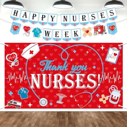 Nurses Week Decorations 2026 Thank You Nurses Banner Nurses Party Hanging Backpack Decorations Thank You Nurse Appreciation Gifts Bulk for Nursing Graduation Party Supplies