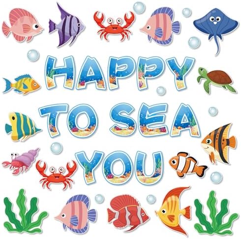 Ocean Bulletin Board Decorations Under The Sea Decorations Tropical Fish Cutouts Sea Animals Wall Decor Summer Bulletin Board Decoration for School Classroom Fishing Theme Birthday Party Decoration