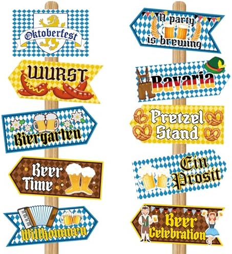 Oktoberfest Decorations Party Signs Set of 20