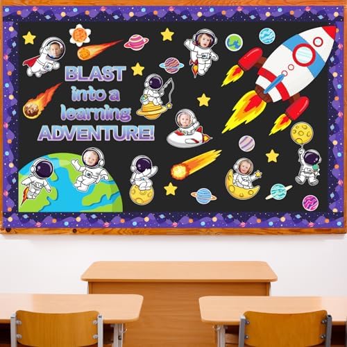 Outer Space Bulletin Board Decorations Astronaut Space Themed Classroom Decoration Set Back to School Galaxy Decor Blast into a Learning Adventure Themed Party Supplies