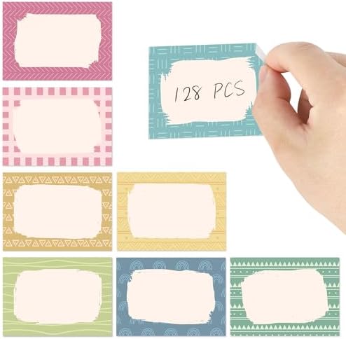 Pastel Name Tag Stickers for Classroom Student Desk (Boho Dark)