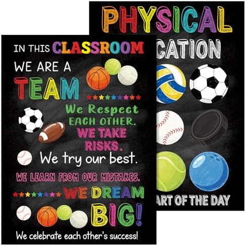 Physical Education Sports Posters Set for Classroom Decorations