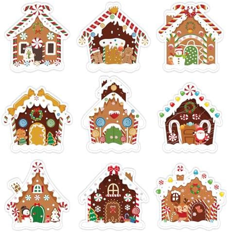 Small Christmas Stickers Gingerbread Candy House Decals