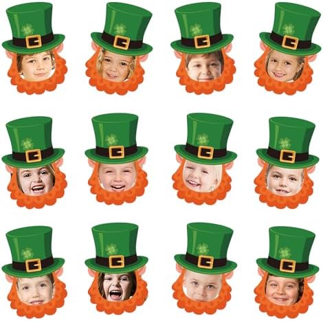 St. Patrick's Day Cutouts 50Pcs Leprechaun Hat and Beard Cutouts Decorations St. Patrick's Day Bulletin Board Decor for DIY Craft Classroom Home Shamrock Party Decoration