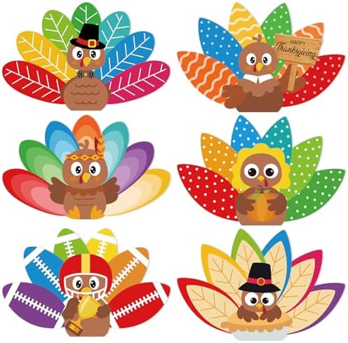 Thanksgiving Cards Bulk 24PCS Turkey Cards Happy Thanksgiving Greeting Cards with Envelopes and Stickers Thankful Cards for Kids Family