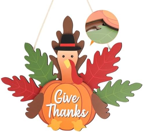 Thanksgiving Decorations Turkey Wooden Wreath for Front Door (Turkey A)