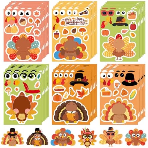 Thanksgiving Stickers for Kids 36 Sheets Make A Turkey Face Stickers Thanksgiving Crafts for Kids Make Your Own Turkey Sticker