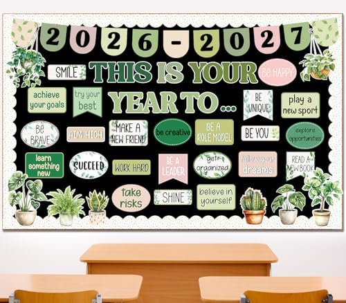 This is Your Year Bulletin Board Decorations Welcome Back to School Bulletin Board Sets Inspirational Poster Positive Affirmations Wall Decor for Teacher School Office Chalkboard Wall Door Decor