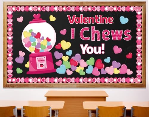 Valentine's Day Bulletin Board Decorations Valentines Bubble Gumballs Bulletin Board Set Colorful Love Heart Cutouts for Classroom School Party Supplies