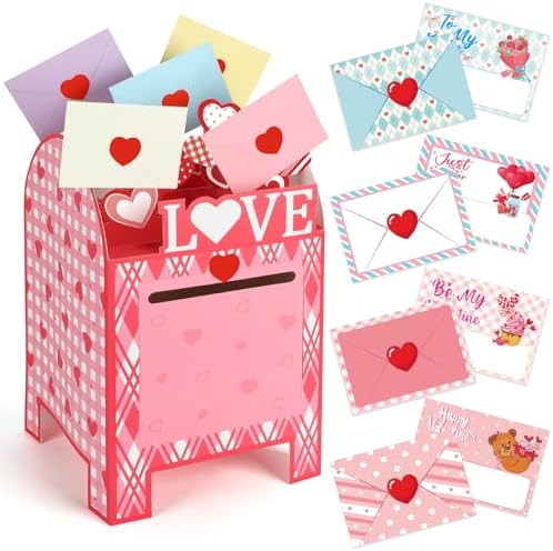 Valentines Day Box With Cards Valentines Day Cards for Kids DIY Heart Mailbox Valentine's Exchange Gifts for Exchange Gifts Classroom School Party Favors Supplies