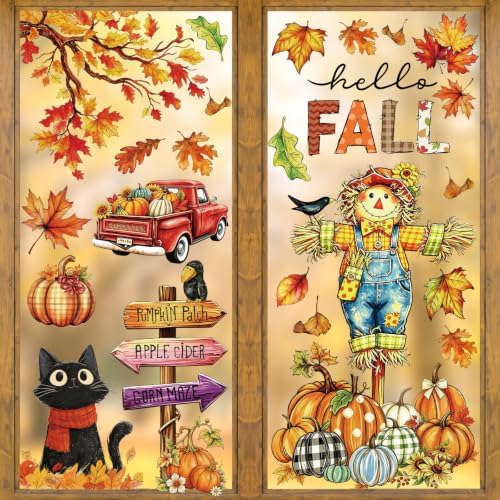 Vintage Fall Leaves Window Clings 6 Sheets