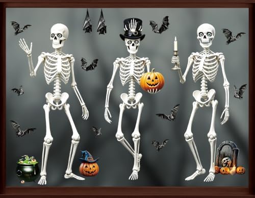 Vintage Halloween Window Clings 6 Sheets (Split Skull)