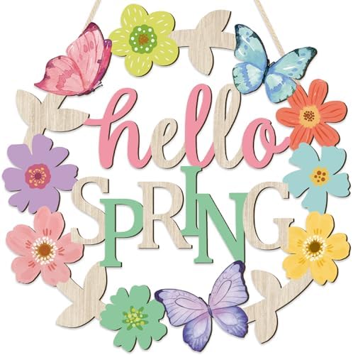 Vintage Happy Spring Flower Decorations Sign