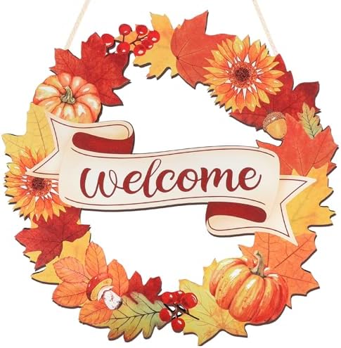 Vintage Hello Fall Decorations Fall Leaves Pumpkins Welcome Sign