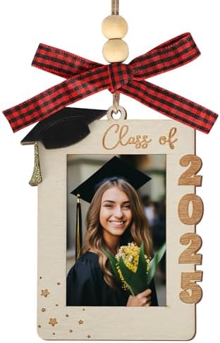 Wood Christmas Picture Frame Graduation Ornament for Christmas Tree Stocking Decorations