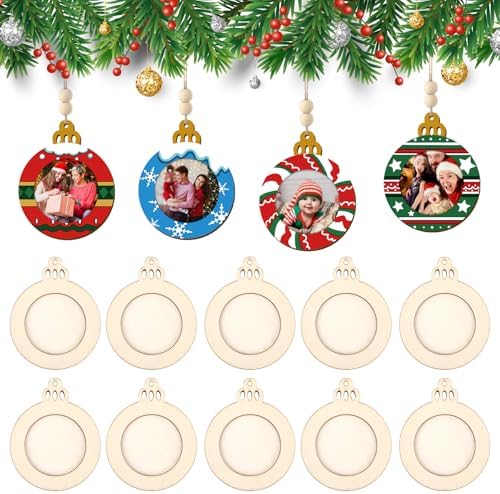 Wooden Christmas Photo Ornaments Crafts to Paint for Christmas Tree Decorations (Christmas Ball)