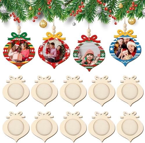Wooden Christmas Photo Ornaments Crafts to Paint for Christmas Tree Decorations