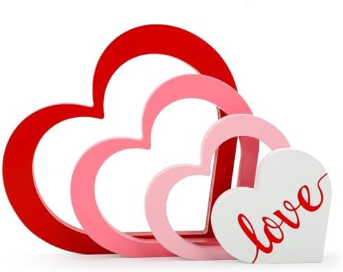 Wooden Hearts Valentine's Day Decorations Indoor (Solid Color)