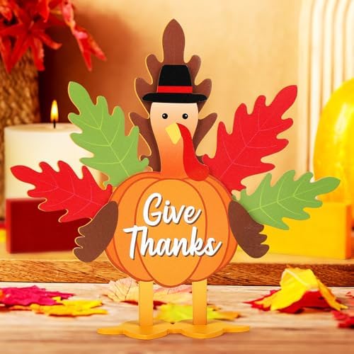 Wooden Turkey Thanksgiving Decorations Indoor (Turkey A)