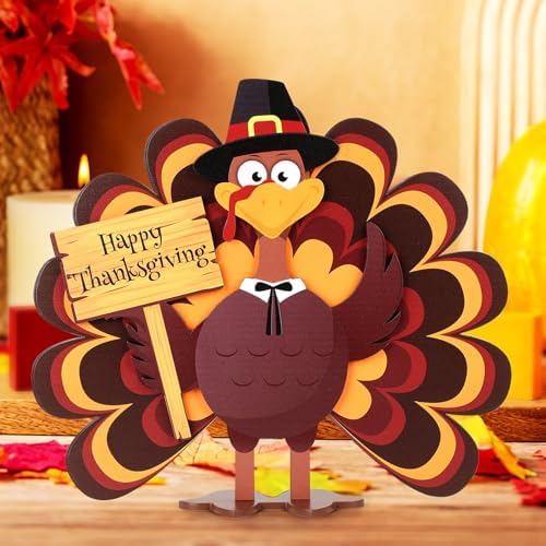 Wooden Turkey Thanksgiving Decorations Indoor (Turkey B)