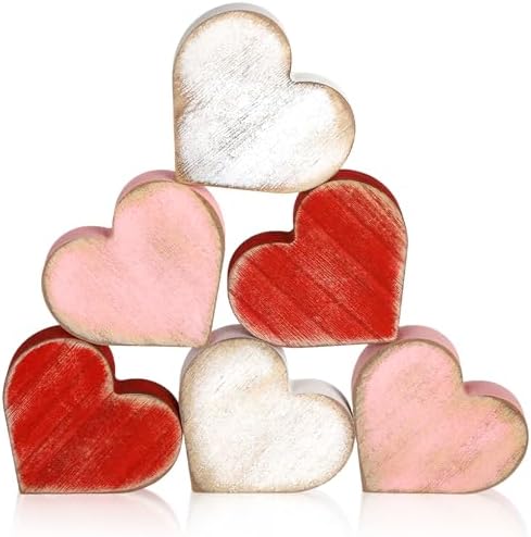 Wooden Valentine's Day Hearts Decorations Indoor (Vintage)